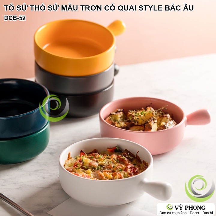 TÔ SỨ THỐ SỨ CÓ TAY CẦM MÀU TRƠN PHONG CÁCH BẮC ÂU TRANG TRÍ BẾP ĐỰNG CƠM CANH ĐẠO CỤ CHỤP ẢNH SẢN PHẨM DCB-52