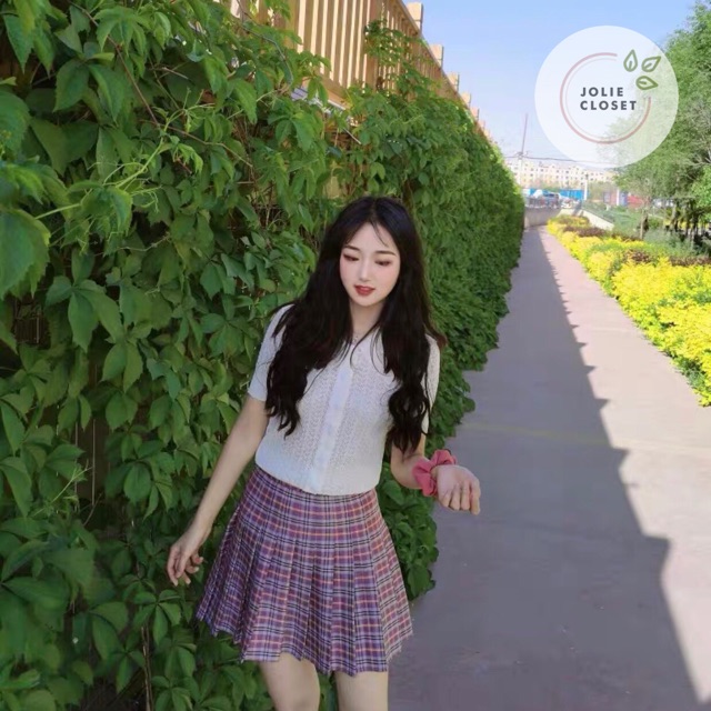 [HÀNG MỚI VỀ] Chân Váy Tennis Xếp Ly Chữ A Dáng Ngắn Màu Caro Tím Hot Trend Siêu Đẹp