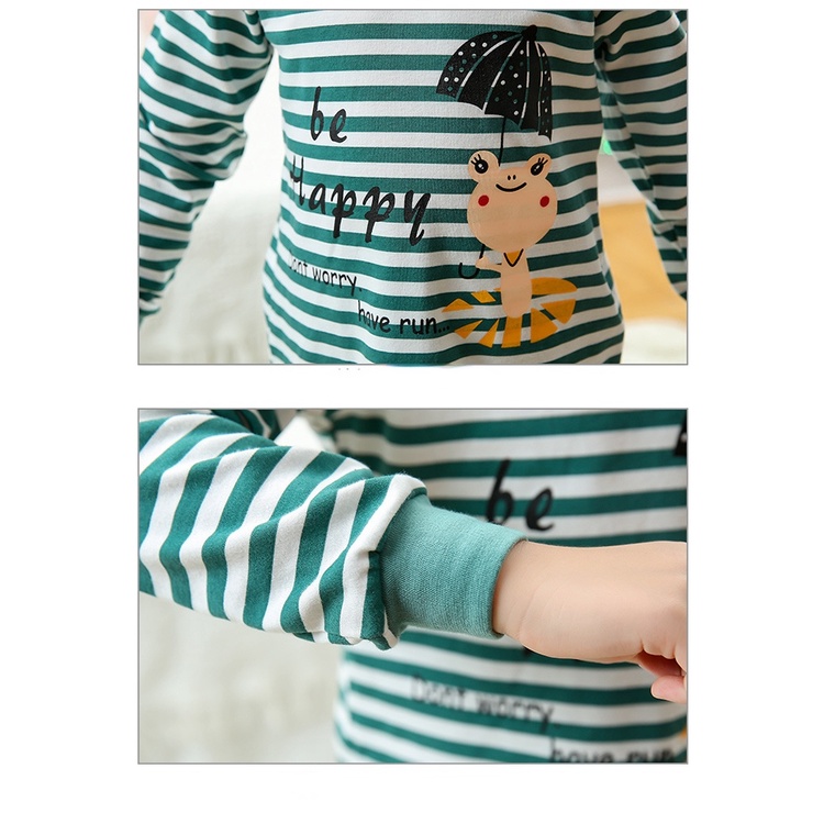 Bộ Đồ Ngủ Hoạt Hình 2 Mảnh Chất Cotton Thoáng Khí Thoải Mái Phong Cách Hàn Quốc Cho Bé 2-12 Tuổi