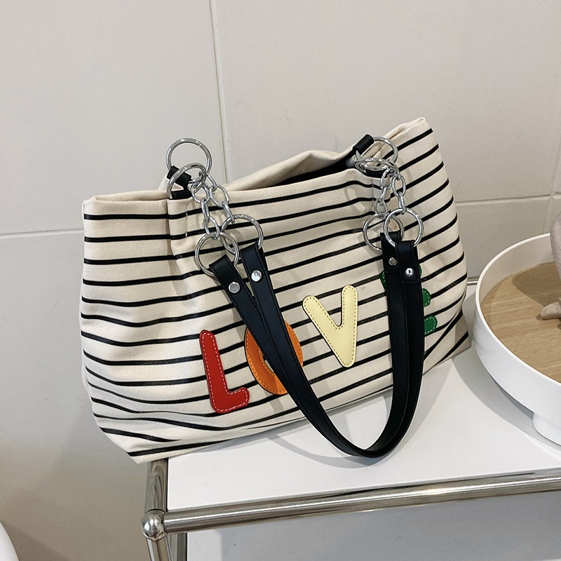 IELGY Túi Đeo Vai Bằng Vải canvas Cỡ Lớn In Chữ Thời Trang Cho Nữ