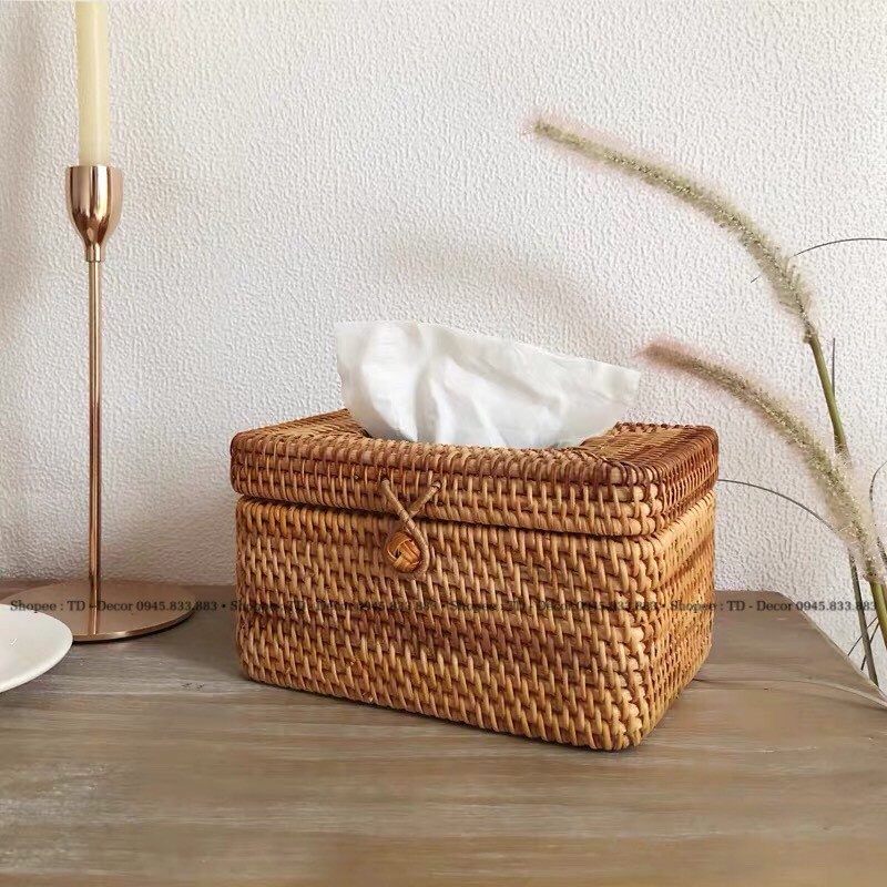 Hộp Mây Đựng Khăn Giấy Chữ Nhật Pii Home