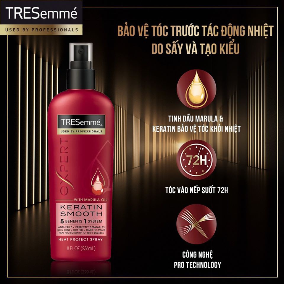 Xịt bảo vệ tóc khỏi nhiệt Tresemmé Keratin Smooth (236ml) [Coco shop][TRESemme]