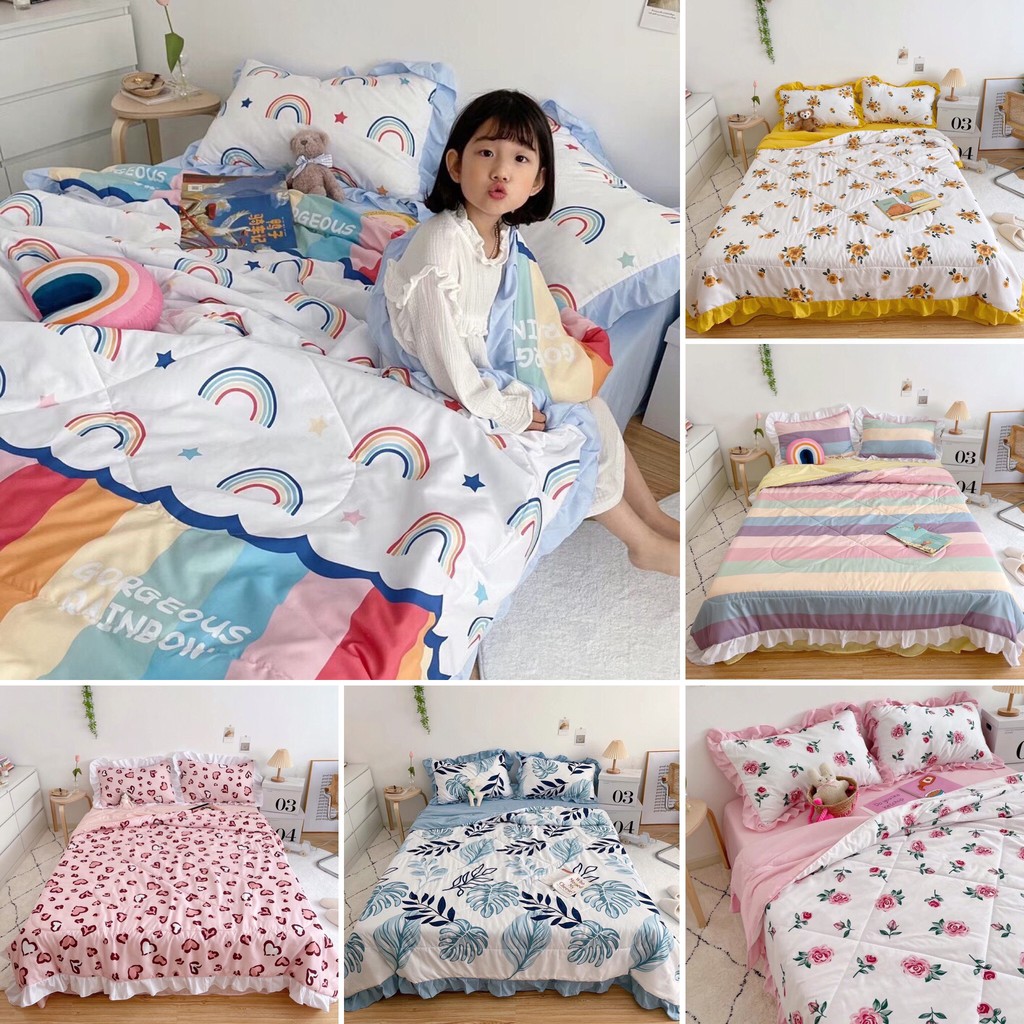 Bộ chăn ga gối Cotton Đũi Bèo M2T bedding chăn ga Hàn Quốc miễn phí bo chun drap ga giường