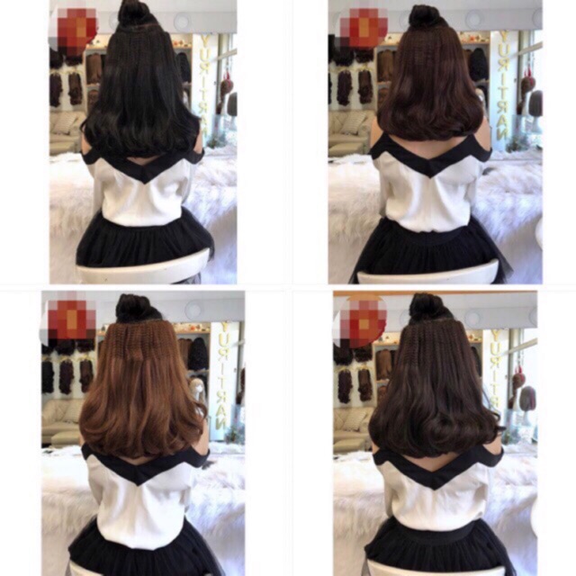 Tóc kẹp nữa đầu❤️freeship 50k❤️kẹp 6 phím ngắn xoăn qua vai- hình thật