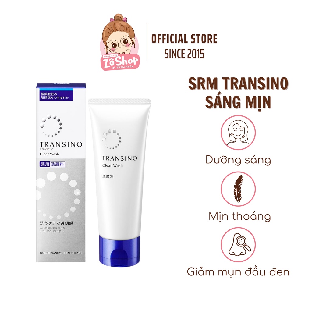 Sữa Rửa Mặt Transino Trắng Da, Giảm Sạm, Se Khít Lỗ Chân Lông Transino Clear Wash 100g