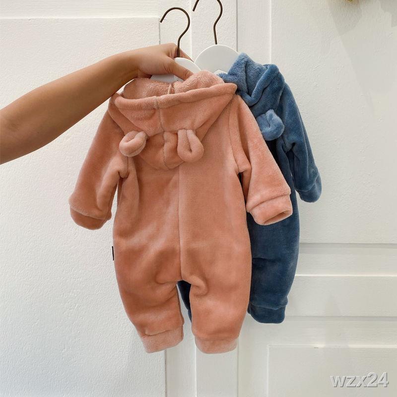 ins Áo len một mảnh lông cừu san hô em bé của Hàn Quốc cho nam và nữ em bé mùa thu / mùa đông áo khoác mỏng có mũ trùm đ
