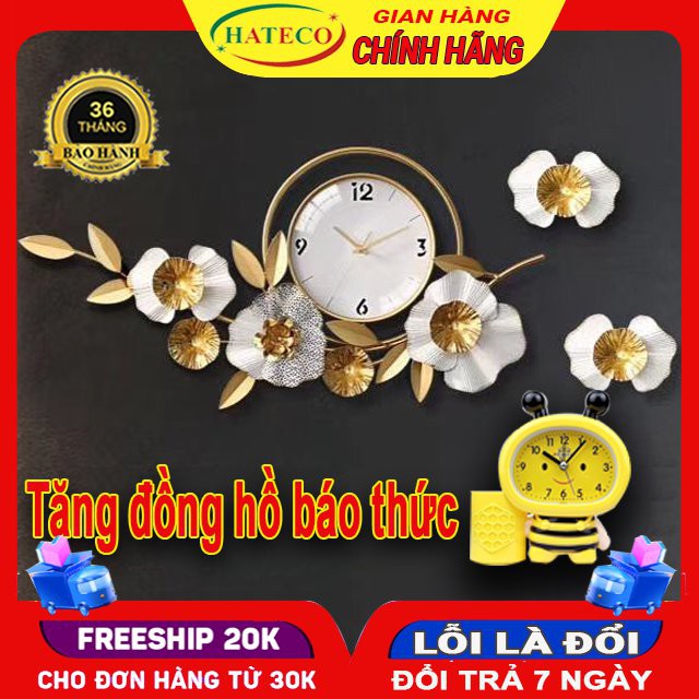 [MẪU MỚI] Đồng Hồ Treo Tường Trang Trí Phòng Khách Hình Cành Hoa Trắng TT156