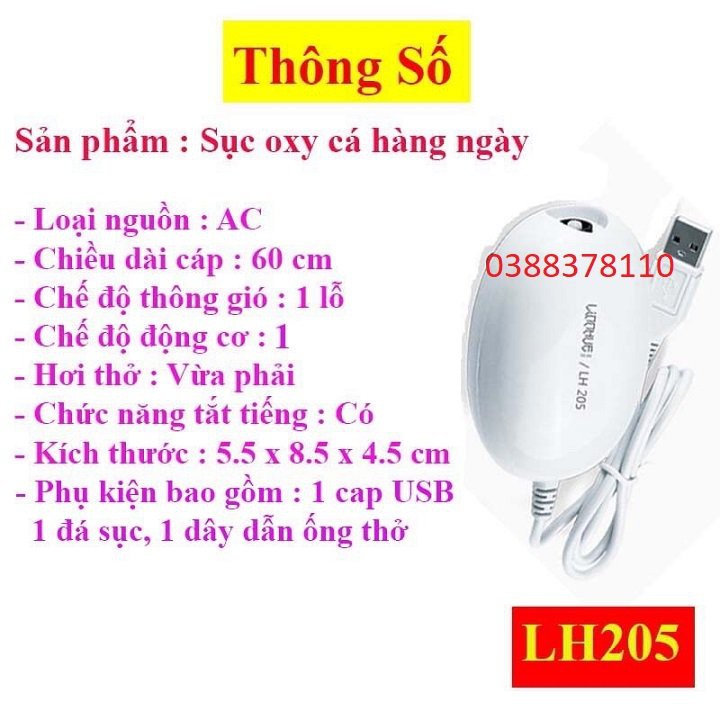 Máy Sục Cá, Máy Sục Oxy Hồ Cá, Sục Khí Bể Cá USB Chuyên Dụng LH Loại Ổ Đơn, Ổ Kép Cao Cấp