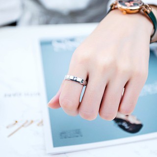 Nhẫn Nam Nữ Unisex Bilyshop Khắc Chữ Eternal Love Đính Viên Đá Titan Ko Đen Ko Ngứa TT 2223