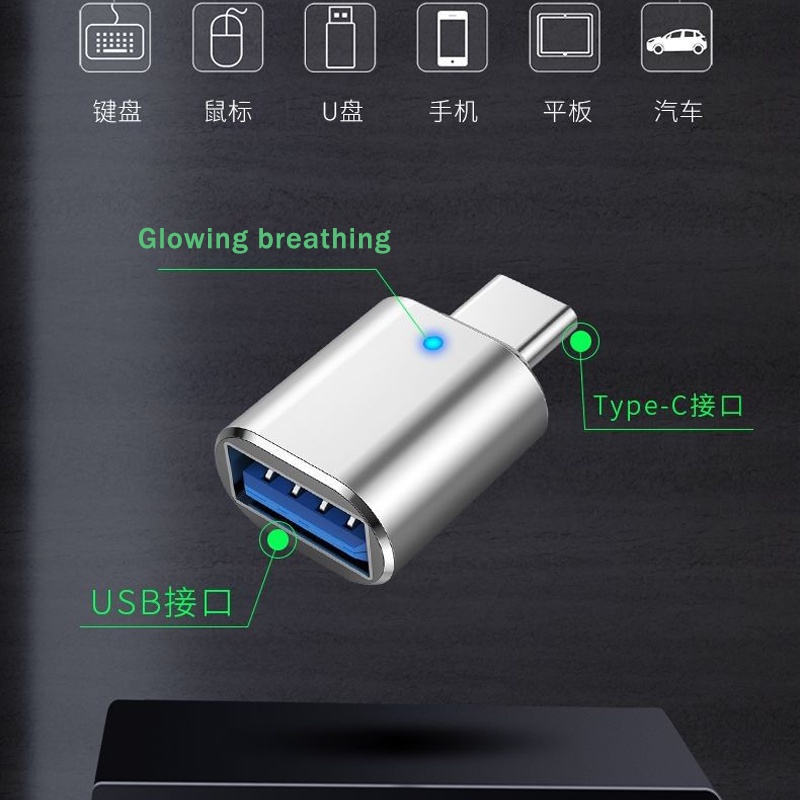 Đầu Đọc Thẻ Nhớ Chuyển Đổi Type-c Sang Usb 3.0 Otg Chuyên Dụng Cho Xe Hơi