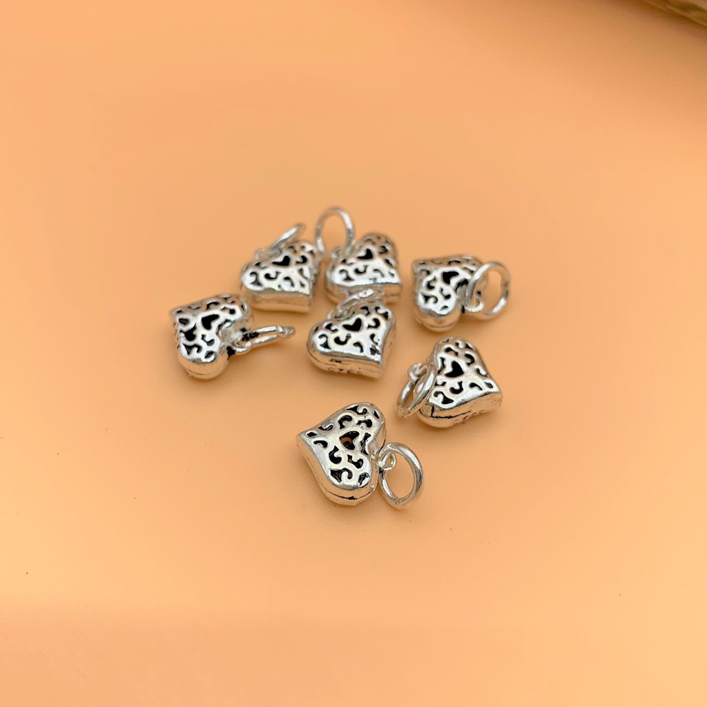 Charm bạc thái móc treo trái tim hoa văn - Charm Bạc 925 - Mã CA242