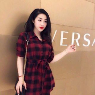 Đầm sơmi carô 60k