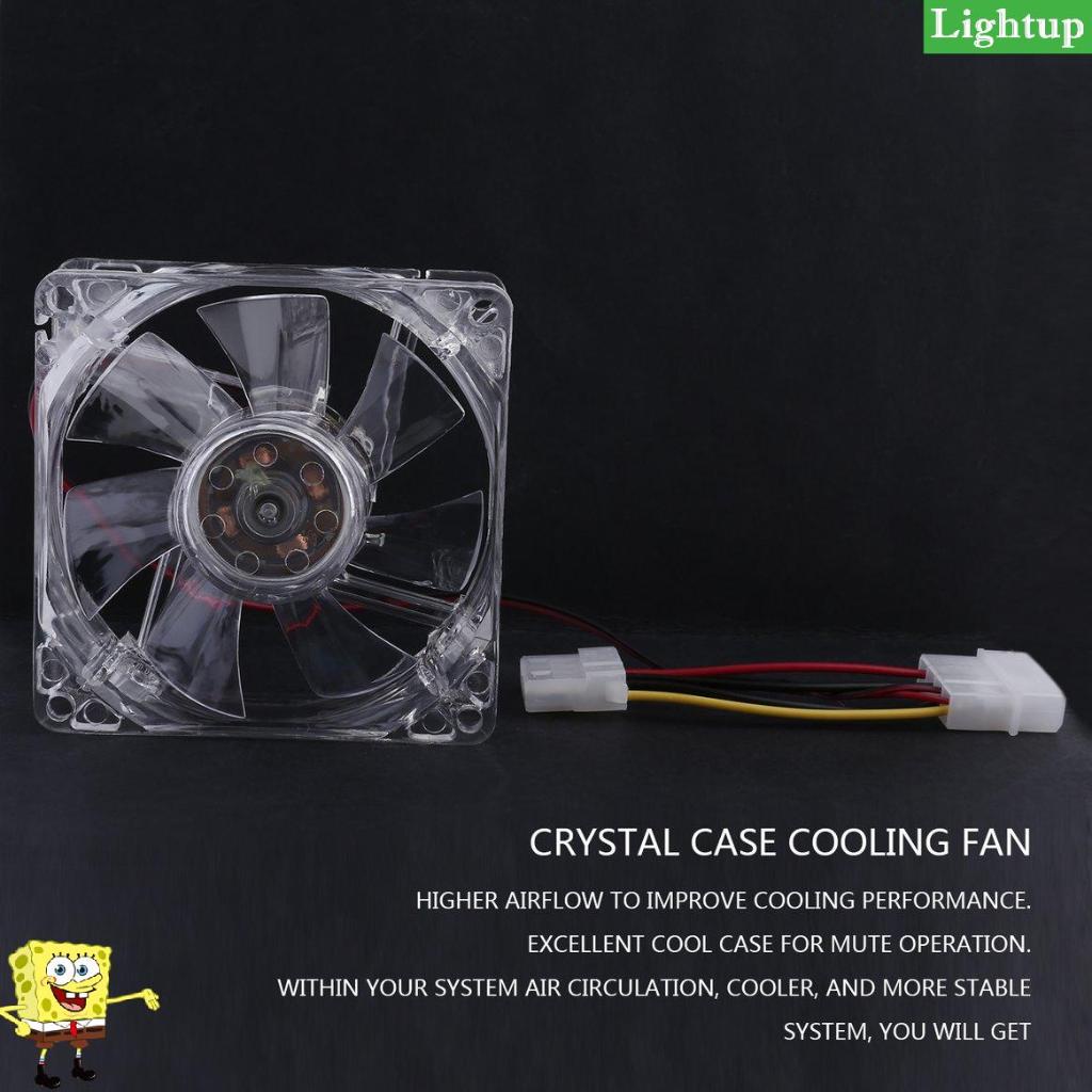 Quạt máy tính 4 LED 80mm 8025 8cm Im lặng Máy tính PC Case Cooler Fan Mod