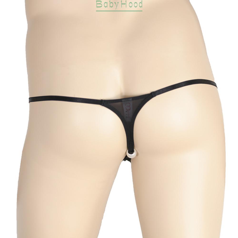 Mens Underwear Pearl T-back G-string Thong Sheer Pouch Briefs Sissy Panties#BBHOOD