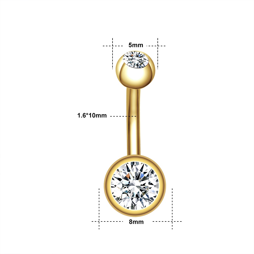 Khuyên Rốn 14g Đính Đá Lấp Lánh Làm Từ Thép Không Gỉ