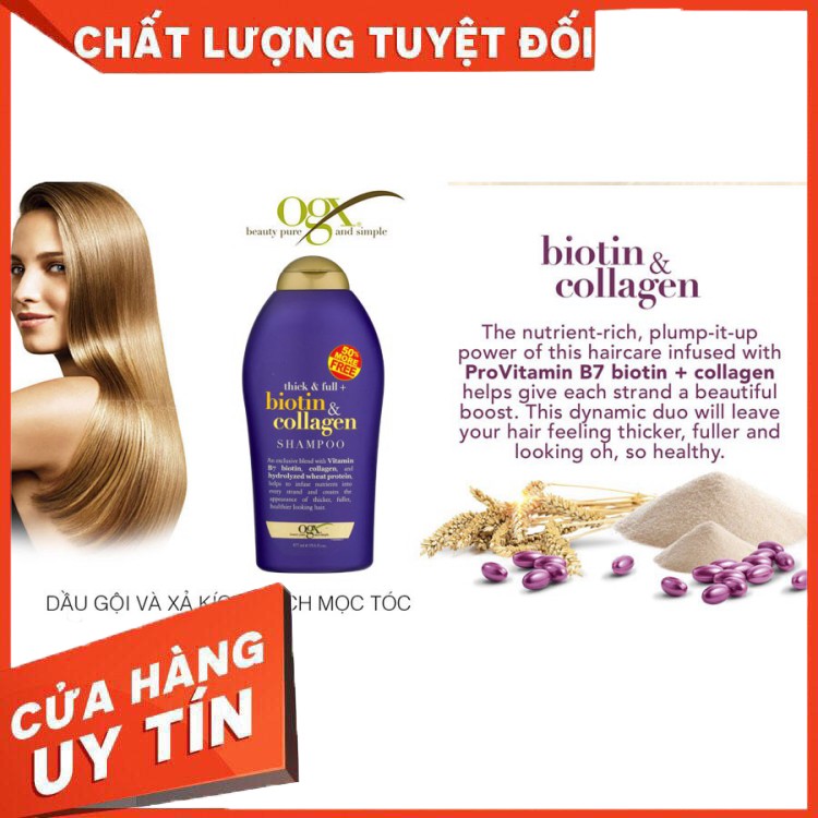 BIOTIN Tím Bộ Dầu Gội + Xả 577ML BIOTIN COLLAGEN OGX [Giảm Rụng - Kích Thích Mọc Tóc] | BigBuy360 - bigbuy360.vn