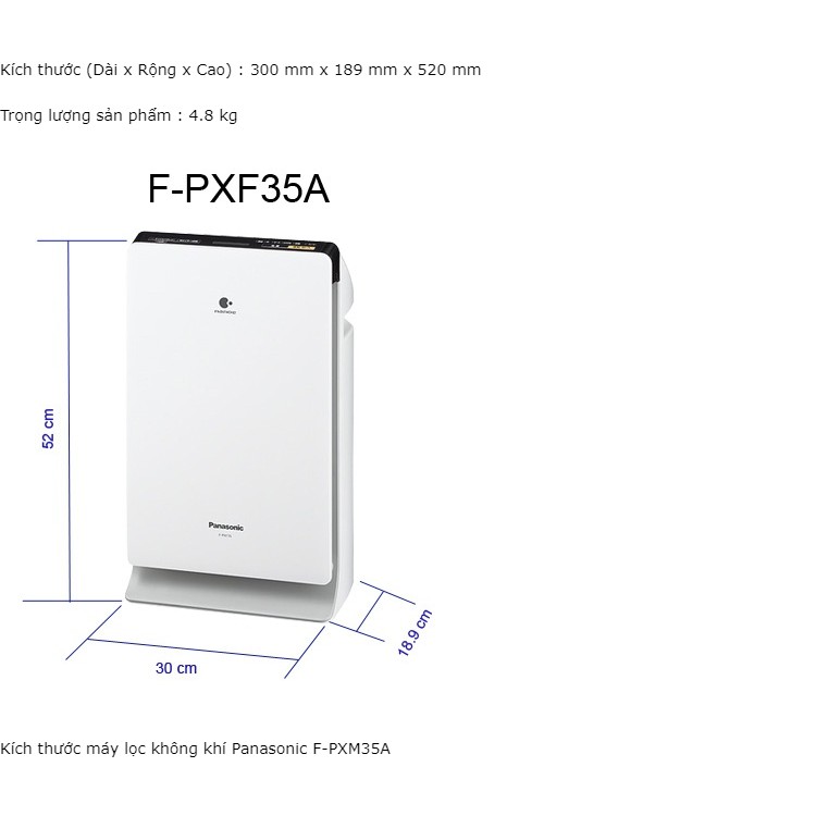 [Mã ELHA22 giảm 5% đơn 300K] Máy Lọc Không Khí Panasonic F-PXM35A-S - Bạc- Hàng chính hãng