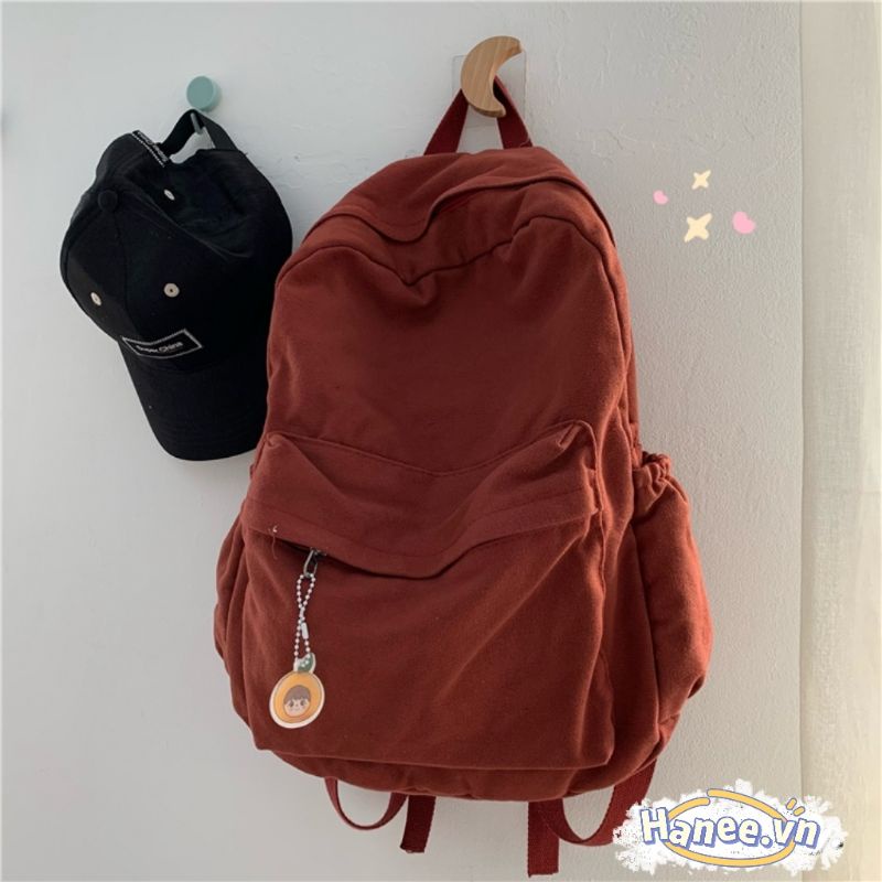 Balo Trơn Basic Nữ Ulzzang Vải Canvas Thô B25