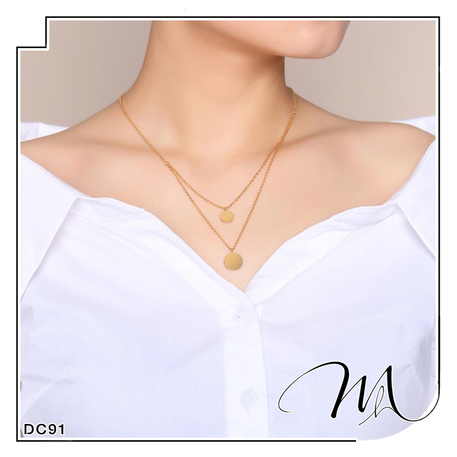 Dây chuyền Titan không gỉ Layer 2 tầng mặt tròn đơn giản - Măng’s House DC91