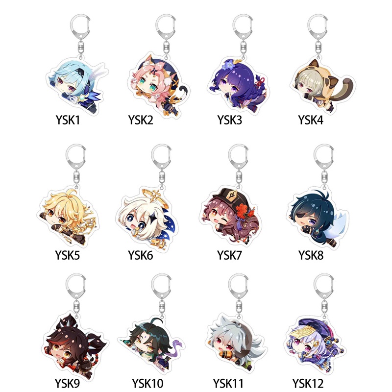 Móc Chìa Khóa Bằng Acrylic Hình Nhân Vật Anime Xiao Ningguang Zhongli Hu Tao