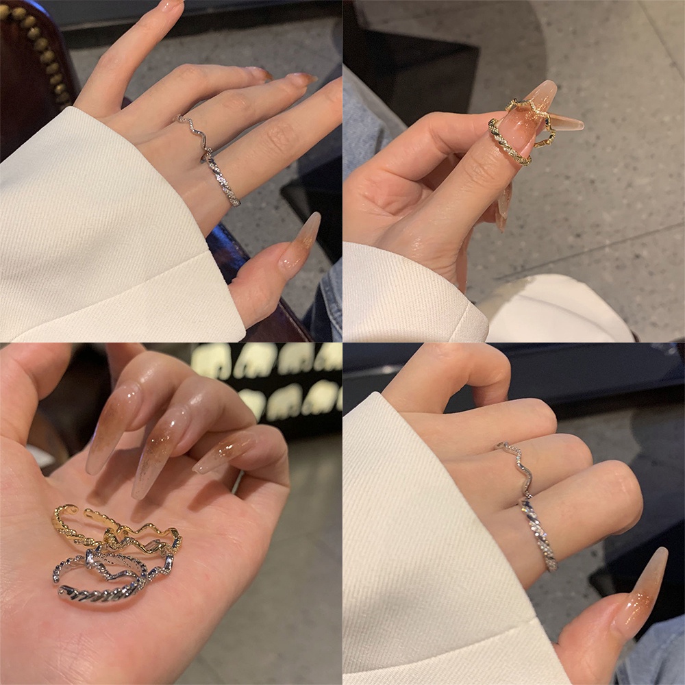 Set 2 Nhẫn Đính Đá Thời Trang Cho Nữ