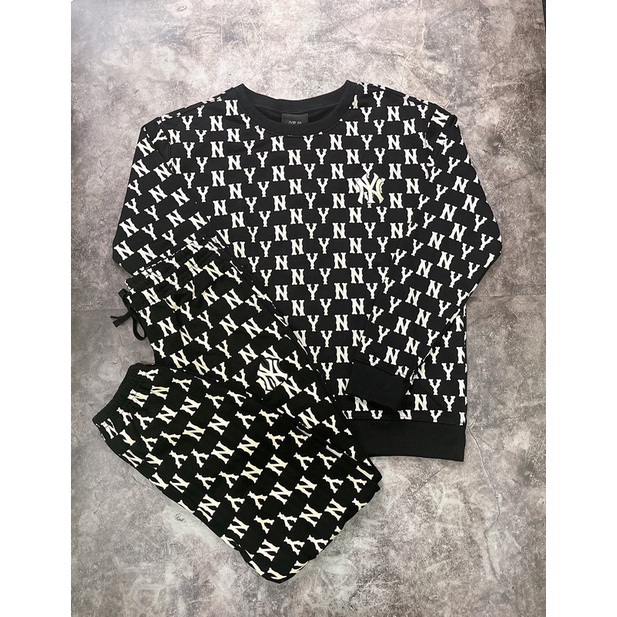 Set bộ thể thao Nữ M.L.B màu đen chữ dài tay HÀNG XUẤT DƯ FULL TEM TAG