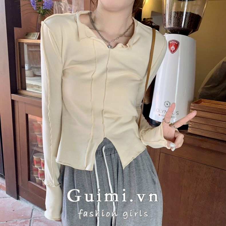 Áo Thun Dài Tay Màu Trơn Thời Trang Thu Đông Mới Cho Nữ