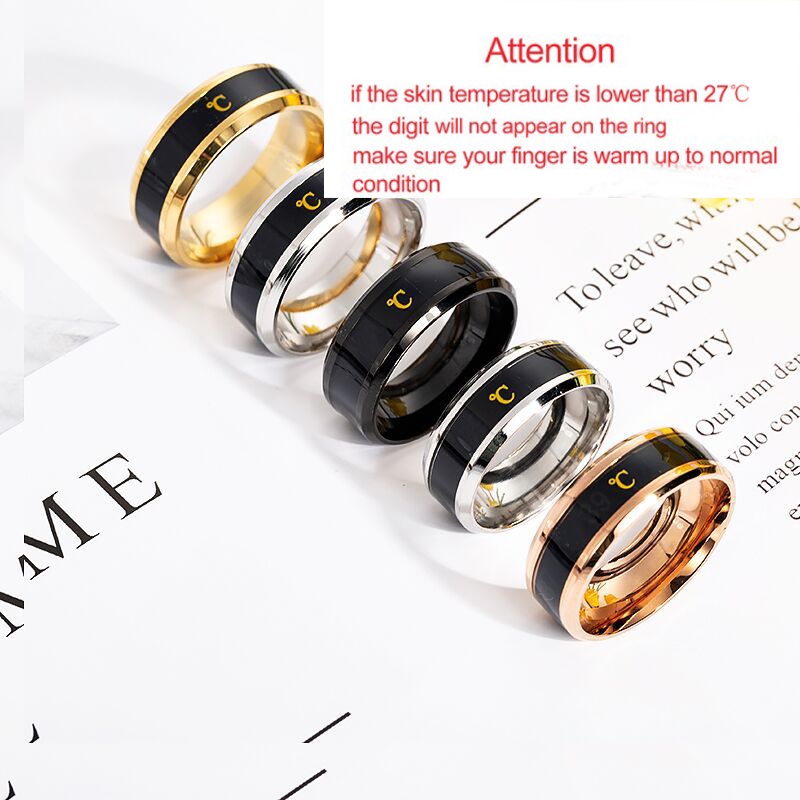 Nhẫn Thép Titan Cảm Xúc Tâm Trạng Thông Minh Chống Nước Cho Nam Nữ