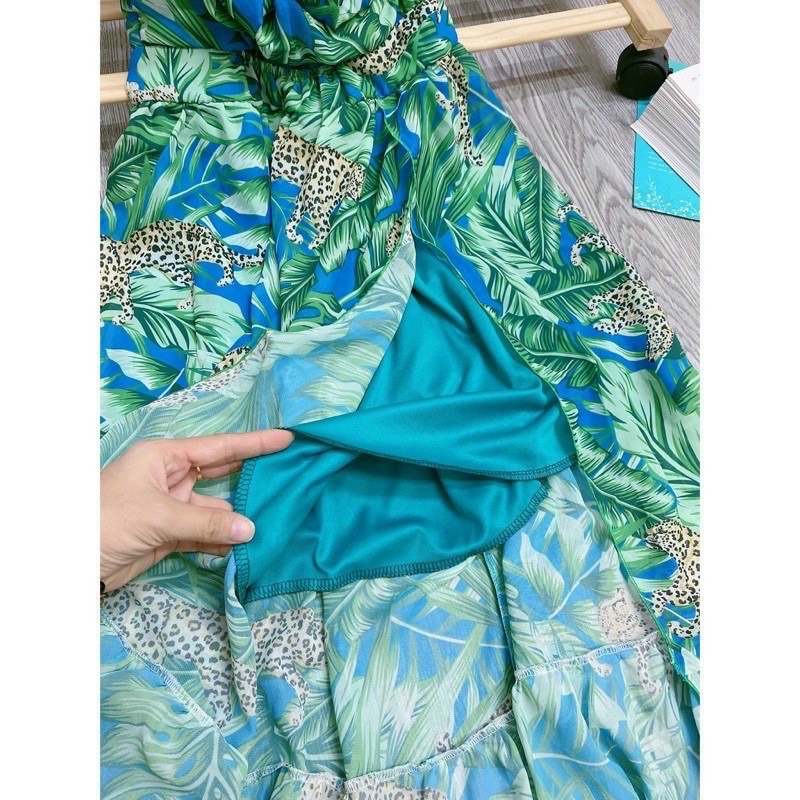 Đầm maxi hoa  2 dây có mút ngực tôn dáng