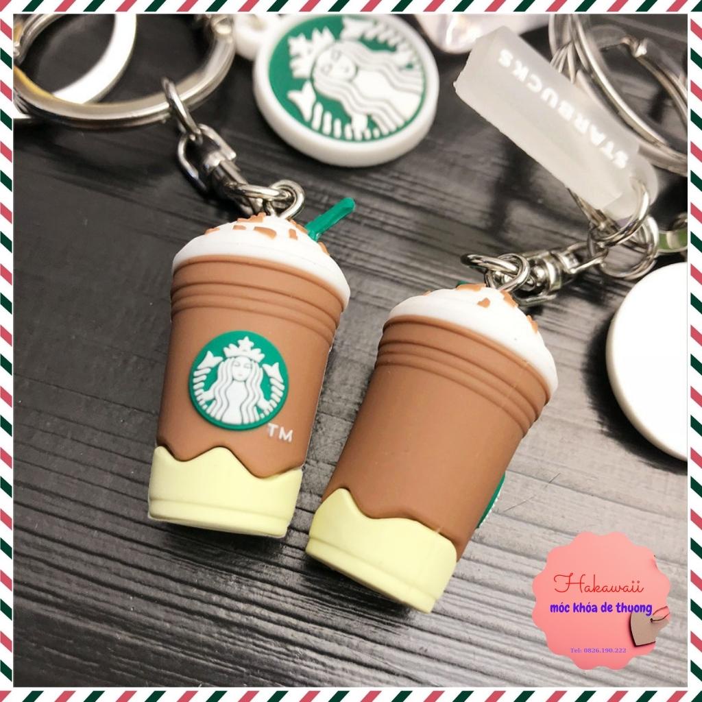 Móc khóa Starbucks kèm dây bện thừng nhiều màu, móc khóa ly trà sữa siêu hot 2022