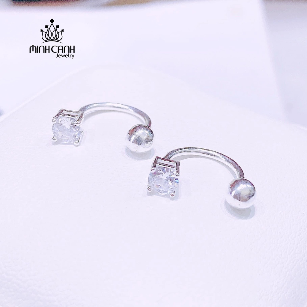 Bông Tai Bạc Đá Cong Bi Minh Canh Jewelry
