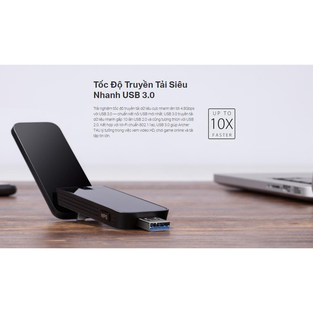 Bộ Chuyển Đổi USB Wi-Fi Archer T4U Băng Tần Kép AC1300 - Chính Hãng - Bão Hành 24 Tháng.