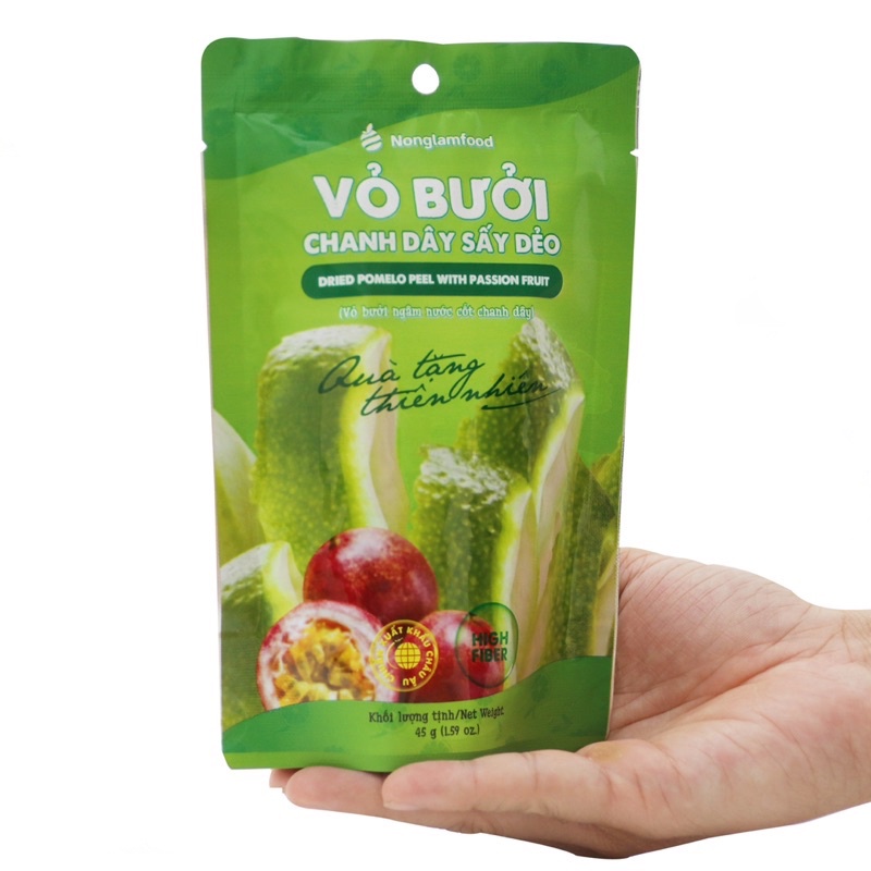 Vỏ bưởi chanh dây sấy dẻo 45g Nông Lâm Food trái cây sấy snack healthy giảm cân,ăn kiêng,bổ sung các chất cho cơ thể