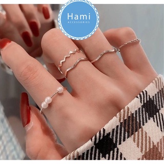 Set nhẫn kim loại phong cách Hàn Quốc cho nữ nhẹ nhàng thanh lịch N01