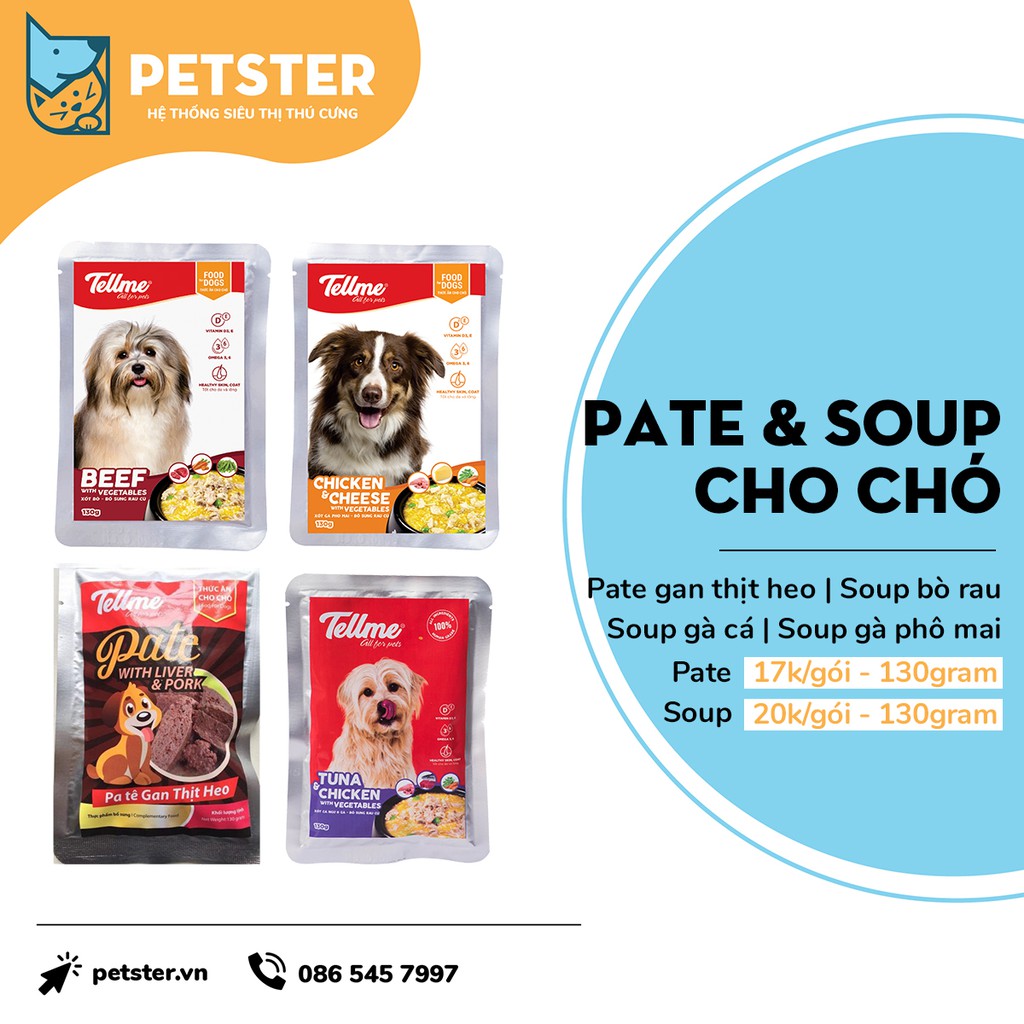 Thức ăn cho chó Tell Me Pate gan và súp mang đến sự cân bằng bổ dưỡng cho cún cưng