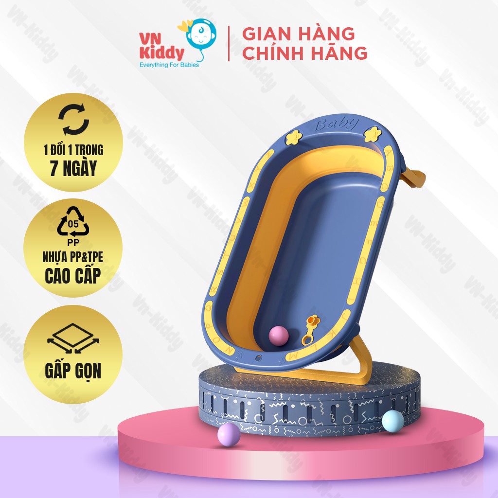 Chậu Tắm Cho Bé Gấp Gọn - Nhựa PP, Silicon TPE Cao Cấp - Hàng Chính Hãng