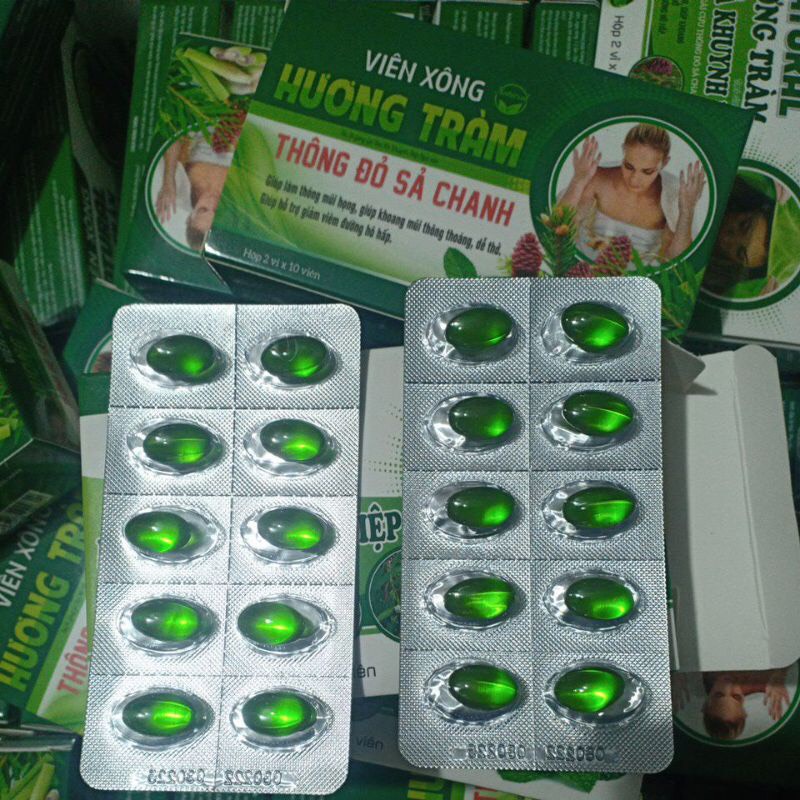 Viên Xông Hương Tràm - Tía Tô - Xả Chanh - Tinh Dầu Thông ĐỎ