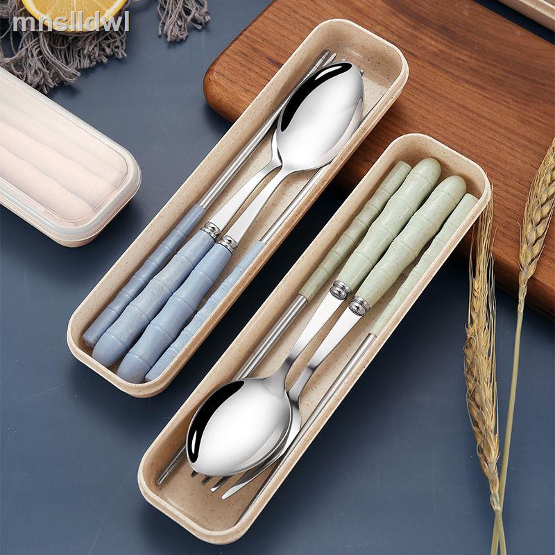 ☫♈Bộ muỗng nĩa đũa ba món bằng thép không gỉ