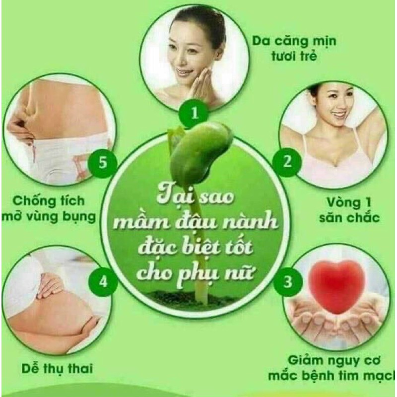 Hủ 500gr VIÊN mầm đậu nành hồng sâm matcha tăng vòng 1, đẹp da, tăng sinh lý nữ