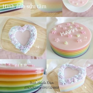 Khuôn Silicon 4D Rau Câu Hoa Nổi - Khuôn Vòng Hoa Tim