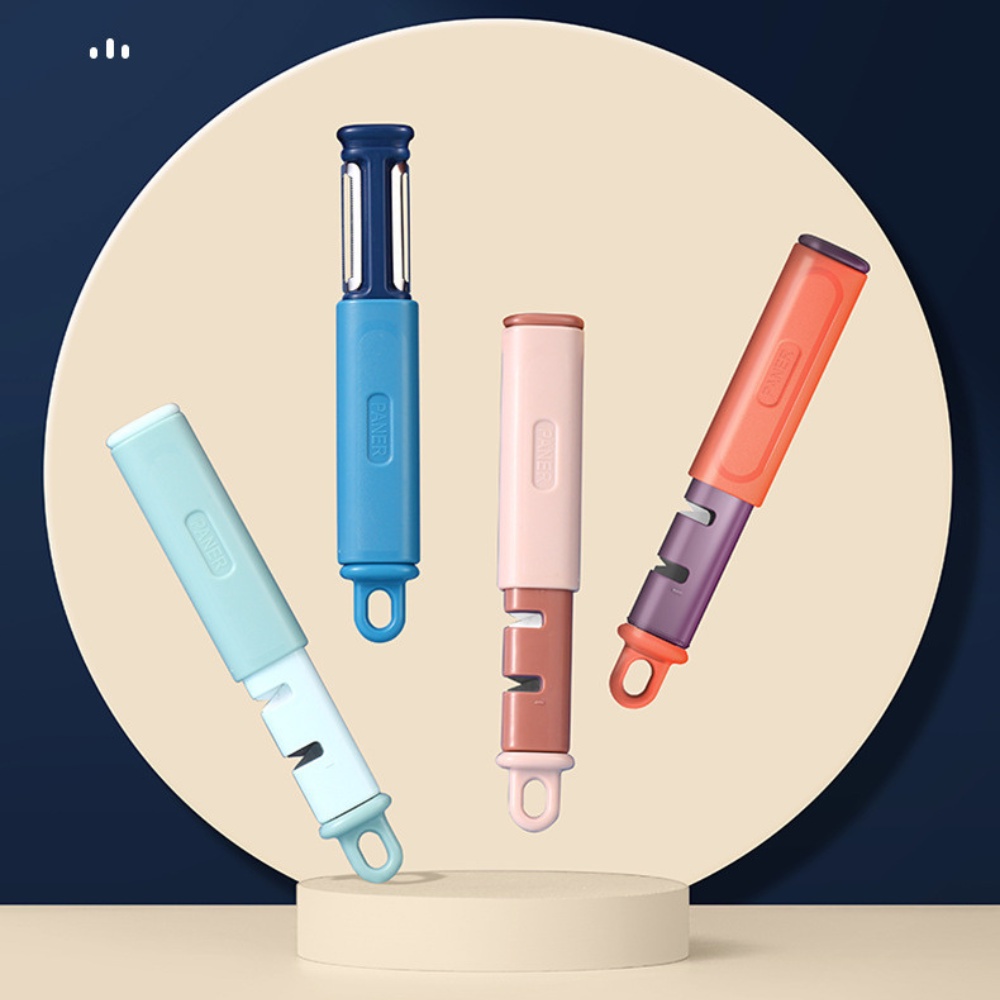 Dụng cụ mài dao kèm gọt hoa quả 2 đầu siêu bén tiện lợi dành cho nhà bếp