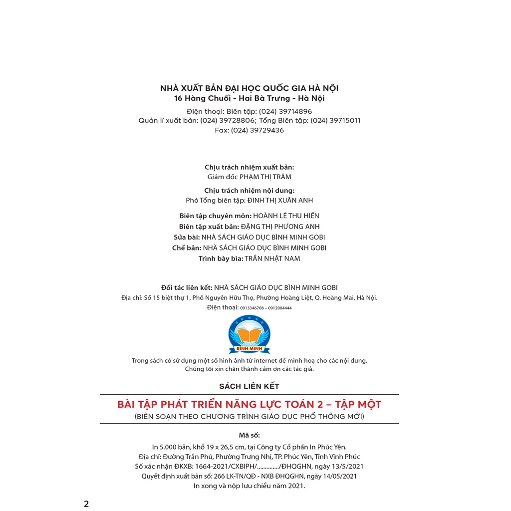 Sách – Bài tập phát triển năng lực Toán 2 Tập một