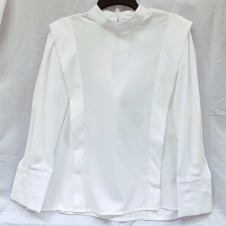 [ORDER] Áo Sơ Mi Trắng Dài Tay Cổ Cao 2 Vạt Vai Cúc Vàng Đồng ICC Official Store AO041
