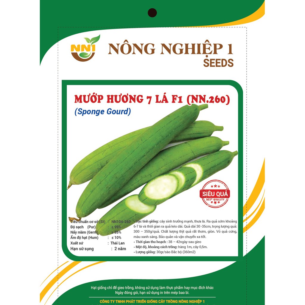 Hạt giống Mướp Hương F1 Thái Lan N.260_Mướp ngọt siêu quả