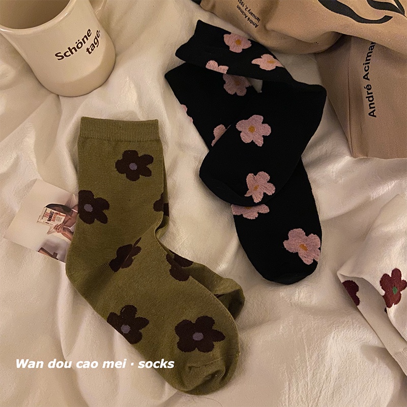Đôi Vớ Cotton In Hoa Phong Cách Hàn Quốc Dành Cho Nữ