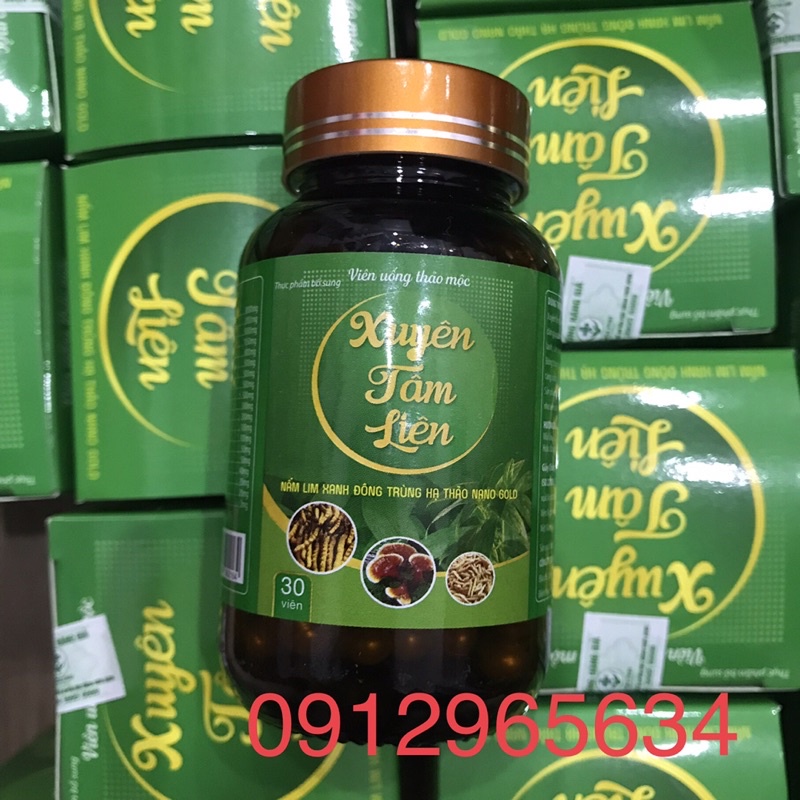 Viên uống Xuyên tâm liên Nấm lim xanh Đông trùng hạ thảo 30 viên bồi dưỡng cơ thể và hệ hô hấp khoẻ mạnh