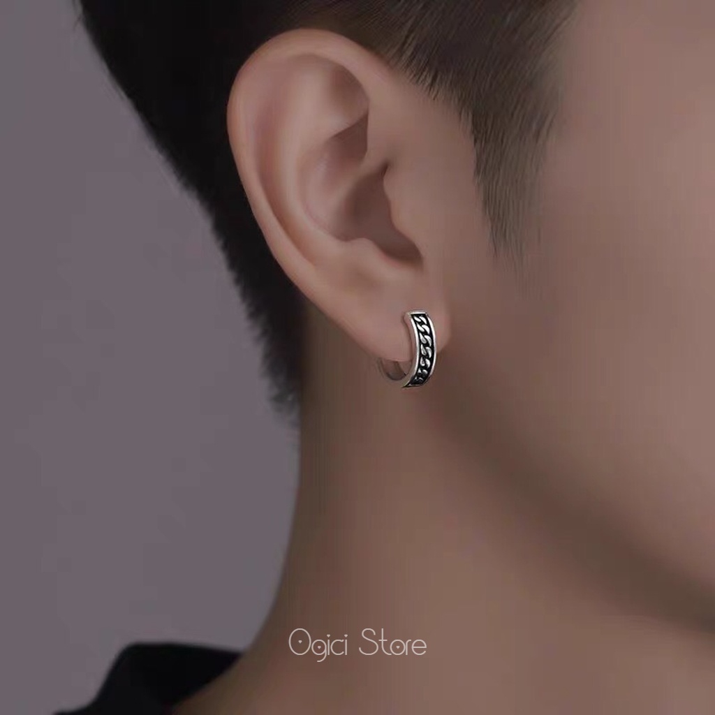 Bông tai, Khuyên tai nam nữ dáng tròn họa tiết cổ điển thanh lịch, Unisex, 1 chiếc
