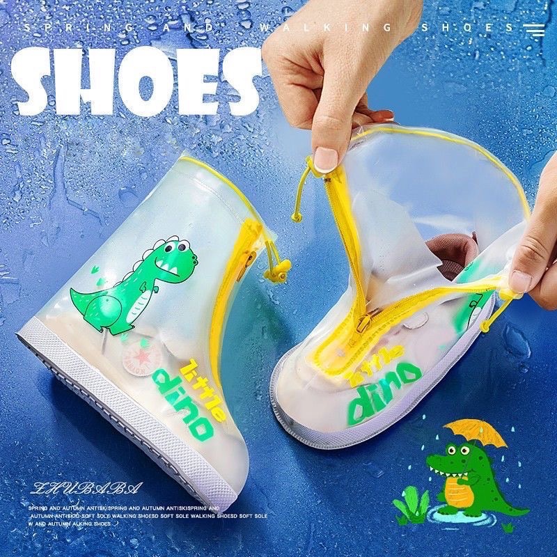 Ủng đi mưa trùm giầy dép in hoạ tiết hoạt hình dễ thương cho bé trai &amp; bé gái (Cỡ 27-38, dài chân 20-27cm) N01121