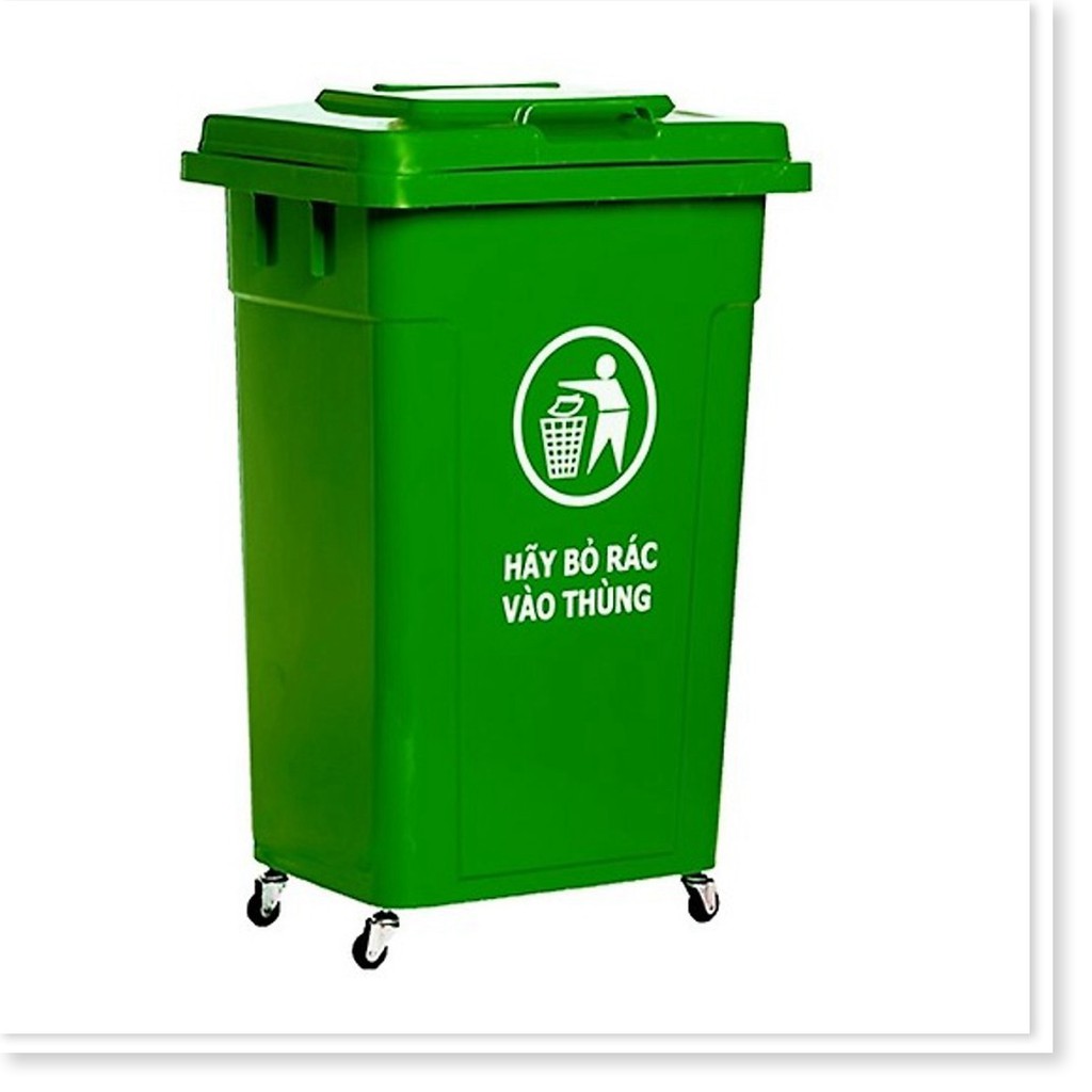 Thùng rác nhựa công nghiệp HDPE 60l có bánh xe Song Long- Loại dầy dặn