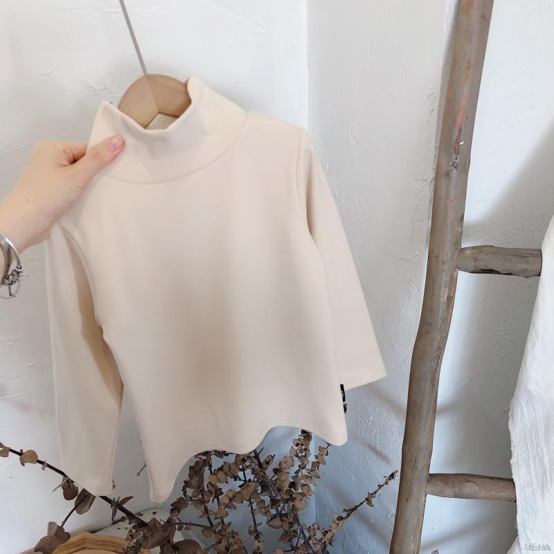 Áo Cổ Cao Màu Trơn Thời Trang Mùa Đông Ấm Áp Cho Bé Gái